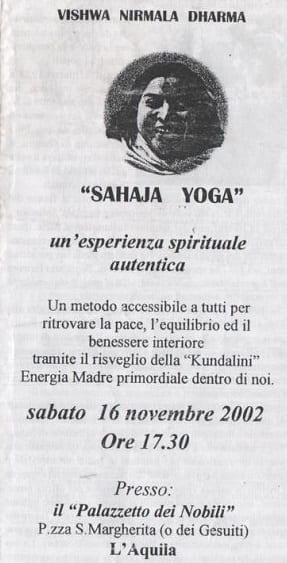 Shri Mataji Nirmala Devi e la “Realizzazione del Sé” volantino